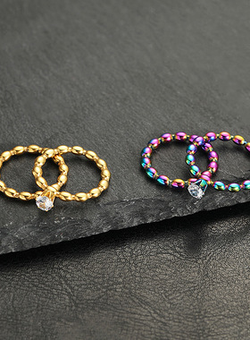 跨境热卖油压椭圆锆石情侣对戒