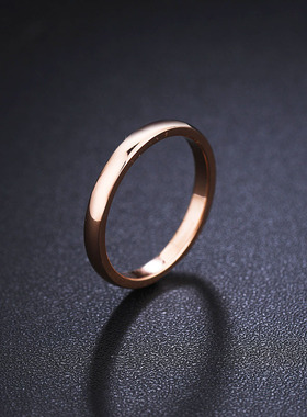 玫瑰金简约钛钢戒指女款