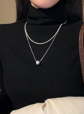 新款双层精致项链女粗链条钛钢