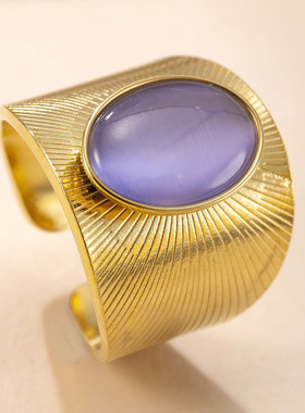 欧美时尚天然石钛钢戒指