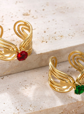 跨境爆款复古锆石开口戒