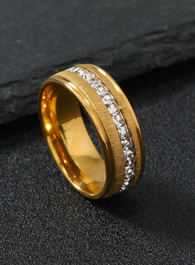 2023新款不锈钢镶钻方钻戒指