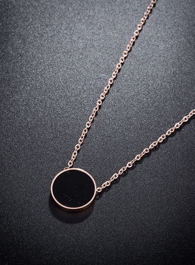 欧美钛钢18K玫瑰金简约女项链