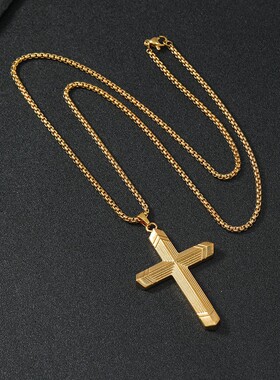 跨境不锈钢复古十字架项链