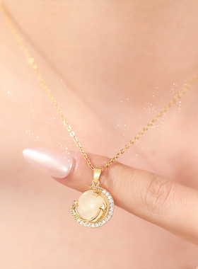 轻奢小众钛钢吊坠项链 爆款高级感百鸟朝凤锁骨链猫眼石项链女