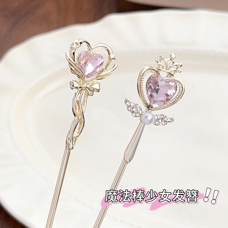 魔法棒发簪女夏日常简约时尚簪子高级感爱心发钗心发饰女