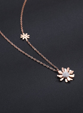 小雏菊钛钢锁骨链批发