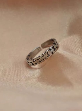 简约几何戒指环环相扣开口均码