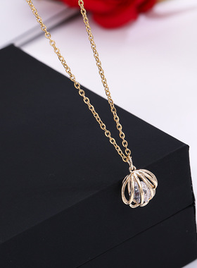 玫瑰金钛钢贝壳锁骨链