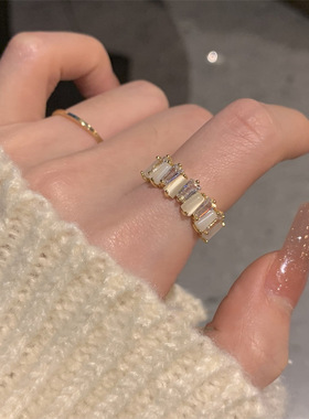 日韩温柔甜美猫眼石戒指