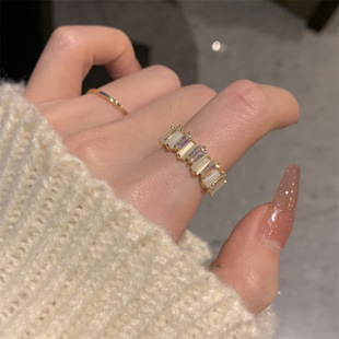 温柔甜美猫眼石戒指女款精致简约冷淡风气质时尚百搭食指戒手饰品