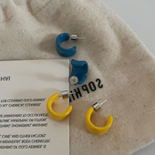 百搭耳钉耳饰 简约气质时尚 复古珐琅滴釉C型耳环女新款 设计感个性