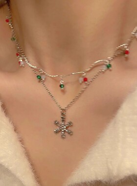 圣诞超仙雪花流苏毛衣锁骨链