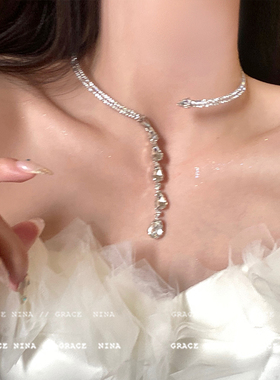 日韩超闪锆石项链女款choker