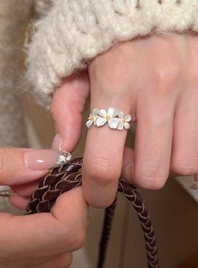 栀子花女戒开口可调新中式戒指