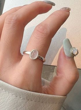 有迹白月光气质简约韩系宝石设计感高级感小众百搭开口戒指女生