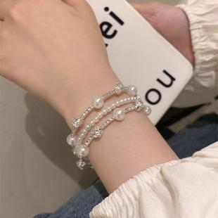 珍珠带钻手环轻奢小众高级感精致法式手链女款闺蜜在逃公主手饰品