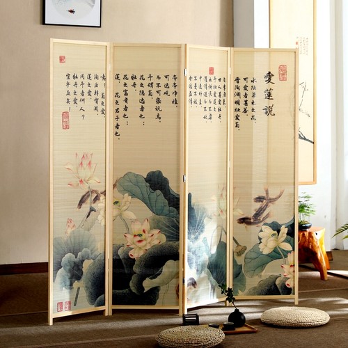 新中式竹编屏风日式卧室简约隔断