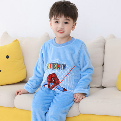 9-10岁男孩宝宝珊瑚绒卡通家居服