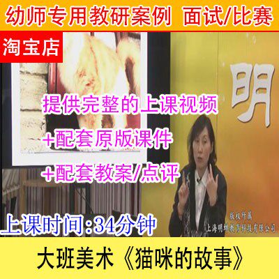 幼儿园幼教优质公开课大班美术《猫咪的故事》视频教研课件教案