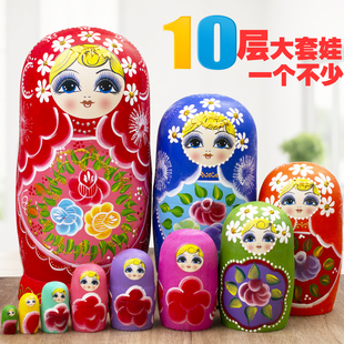 包邮 10层新款 俄罗斯套娃太阳花锻木益智玩具六一儿童礼物高21cm高