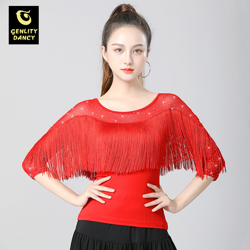 珍黎婷摩登舞练功服时尚流苏
