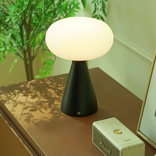 中古风实木蘑菇充电台灯