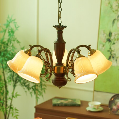 胡桃木美式复古卧室吊灯