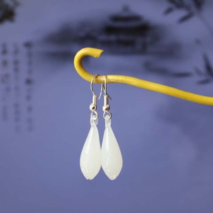 木兰花耳环明星同款白玉兰耳坠旗袍汉服耳夹花苞饰品流行复古时尚