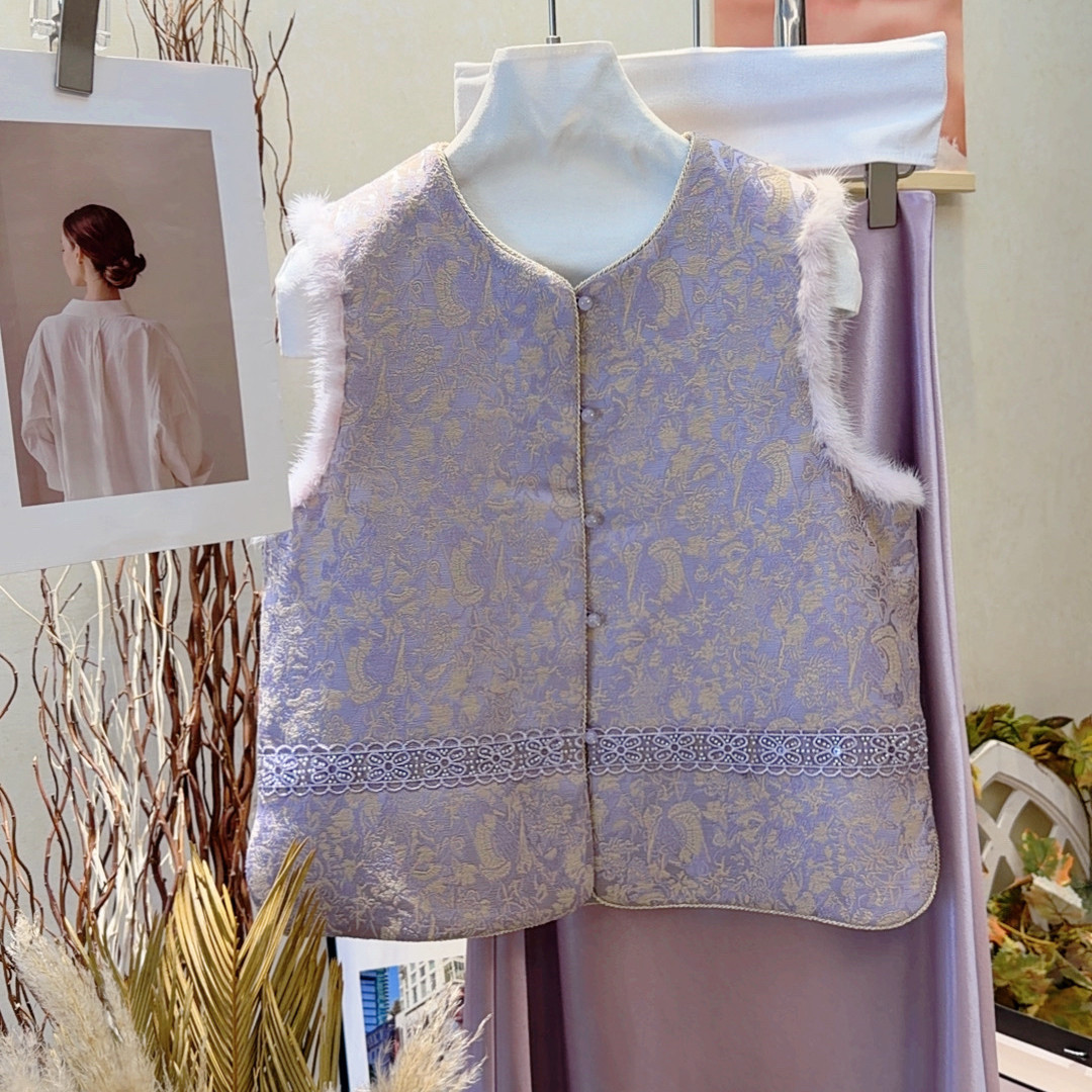 七七冬上新新中式复古提花貂毛夹棉气质马甲209215,女装/女士精品,马夹,淘宝优惠券,粉丝福利购,淘宝优惠卷