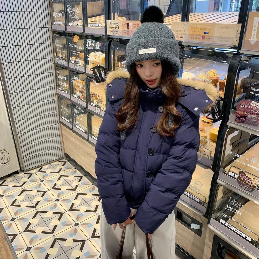 七七店白鸭绒保暖羽绒服外套(配可拆卸帽子貉子毛领)S-RMB2799