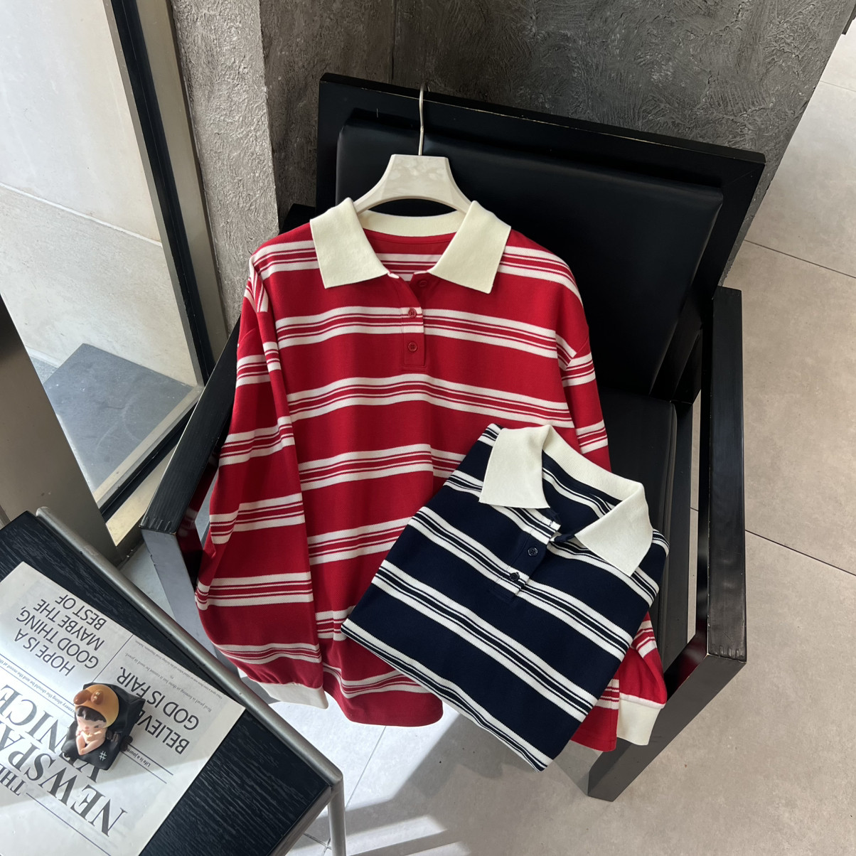 七七设计26年早春撞色条纹百搭休闲POLO衫T260187765,女装/女士精品,POLO衫,淘宝优惠券,粉丝福利购,淘宝优惠卷