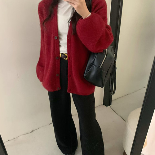 七七设计绒面料舒适垂感针织开衫（含37.6绵羊毛）087-8888