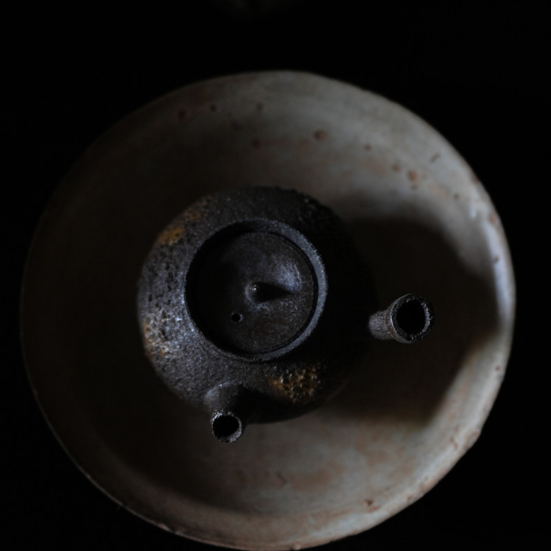 良辰好物 新品 粗陶铁韵双嘴泡茶壶 景德镇可养开片茶道零配