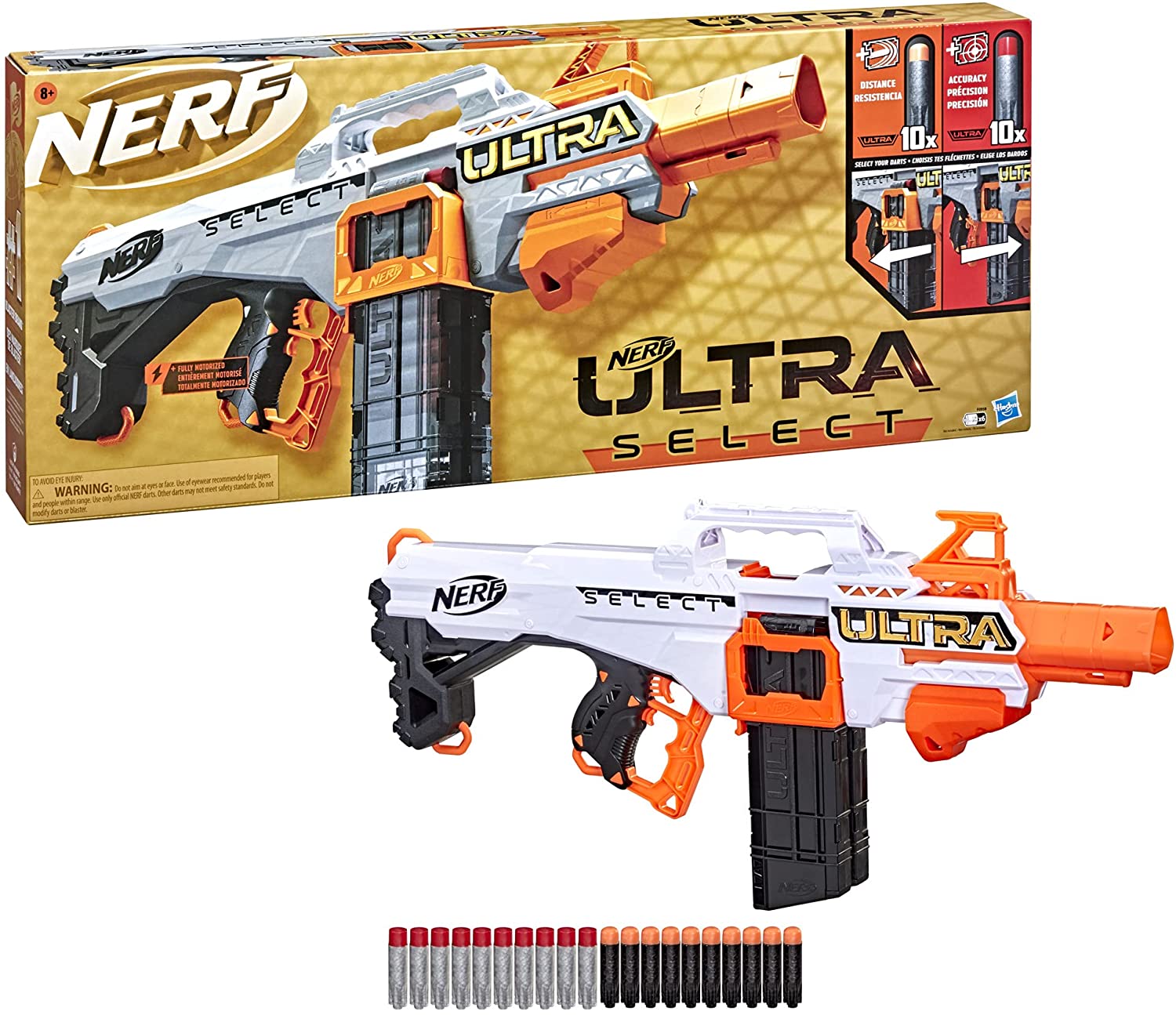 美版NERF热火ULTRA极光select天择双弹夹电动软弹发射器玩具枪