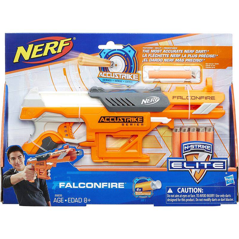 橙机孩之宝Nerf热火精英系列FalconFire猎鹰软弹发射器儿童玩具枪