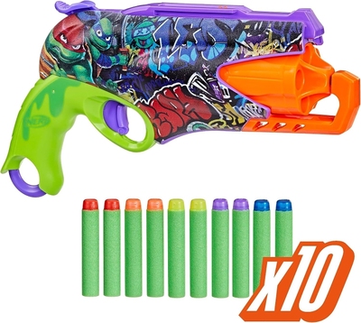 孩之宝nerf热火忍者神龟联名僵牛左轮锤击软弹发射器儿童玩具枪