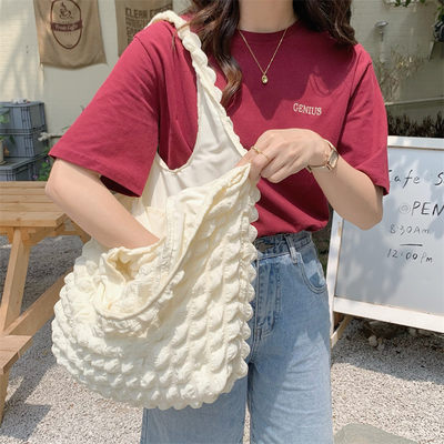 Women Shoulder Bags Cute Pleated Bubbles Large Capacity Fema