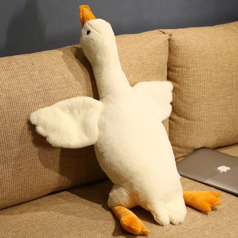 50-130cm White Goose Toy Stuffed Lifelike Big Wings Duck Hug