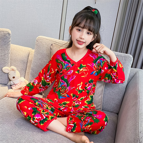 儿童绵绸居家春夏国风家居服套装
