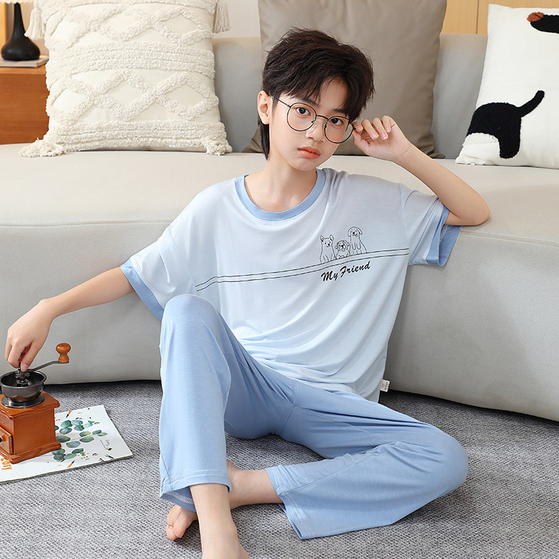 男童夏季新款睡衣中大童半袖两件套家居服小男孩家莫代尔薄款套装,童装/婴儿装/亲子装,家居服套装,淘宝优惠券,粉丝福利购,淘宝优惠卷