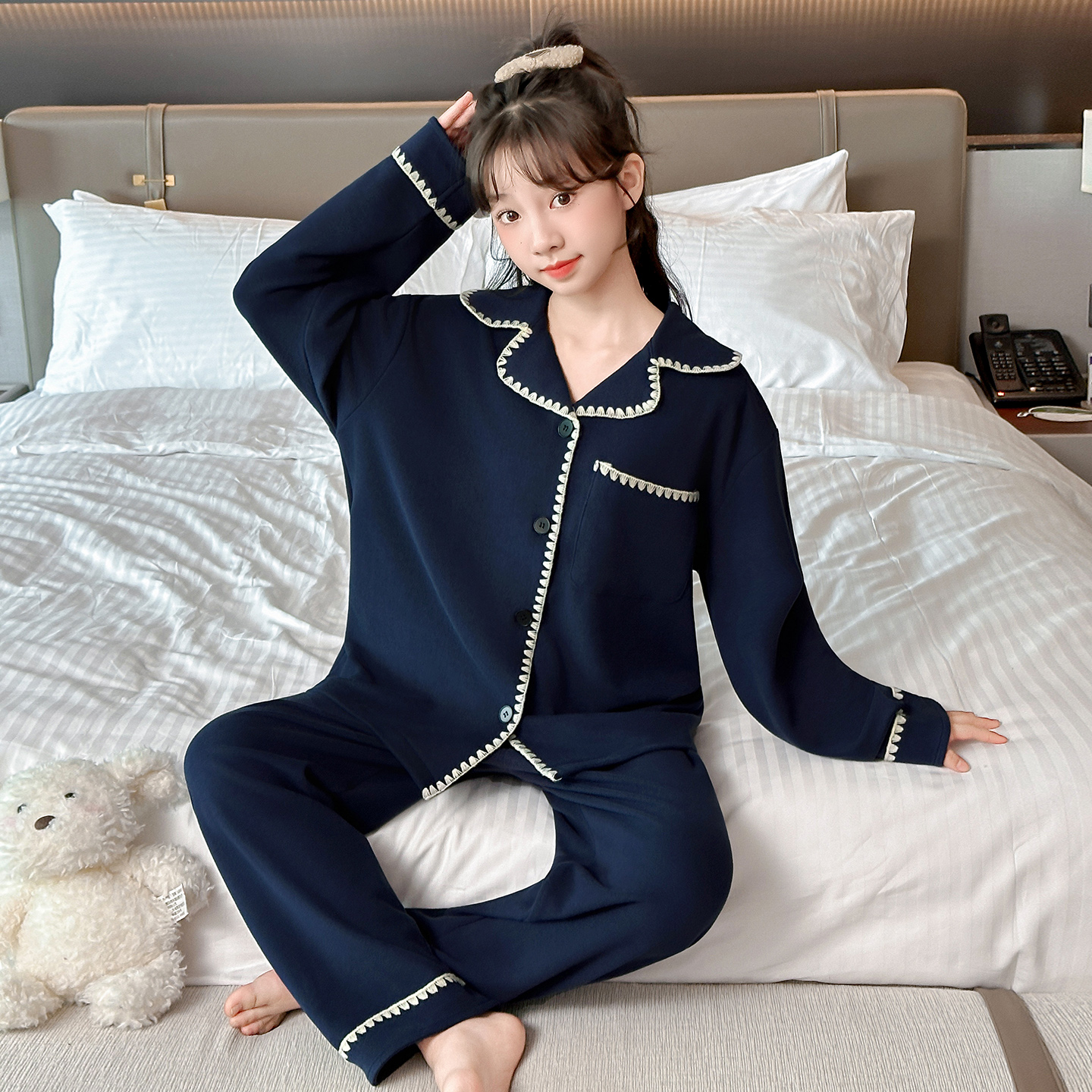 女童睡衣秋冬装暖暖绒德绒家居服