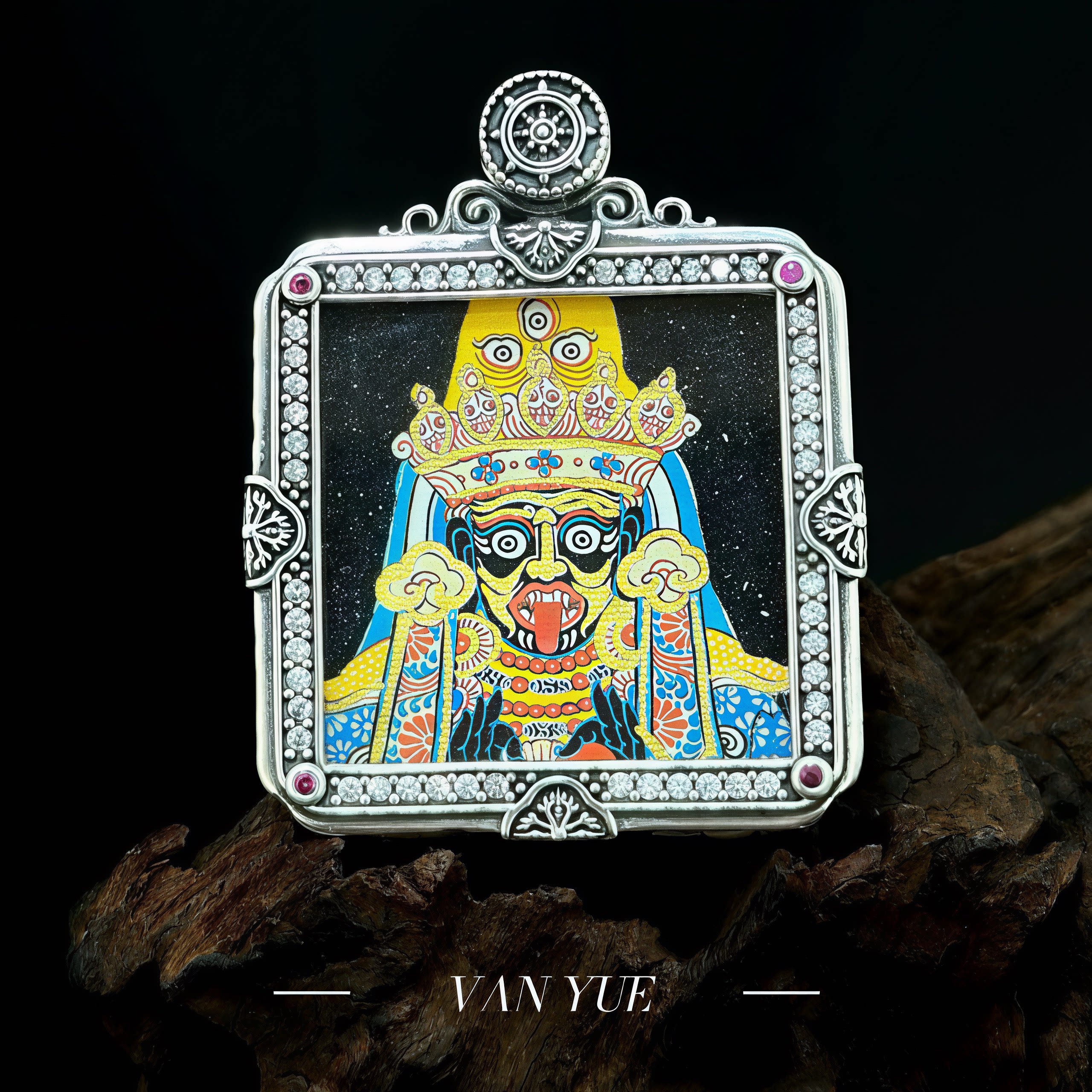 S925纯银扎基拉姆唐卡吊坠万能扣十相自在藏式挂件个性设计