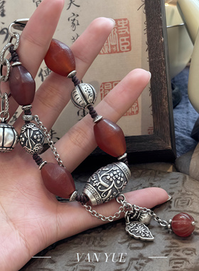 S925银几何菱形手链轻奢高级感复古气质个性国风新中式手环饰品