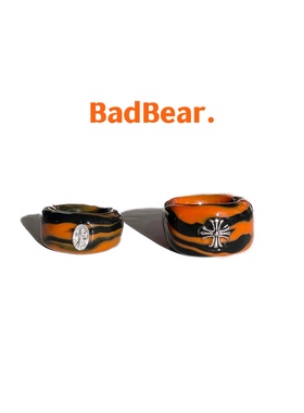 坏熊集市虎纹随机花纹十字架戒指