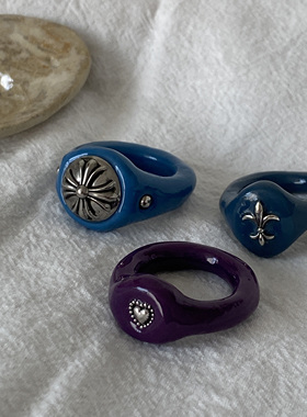 坏熊集市男女软陶小众饰品戒指