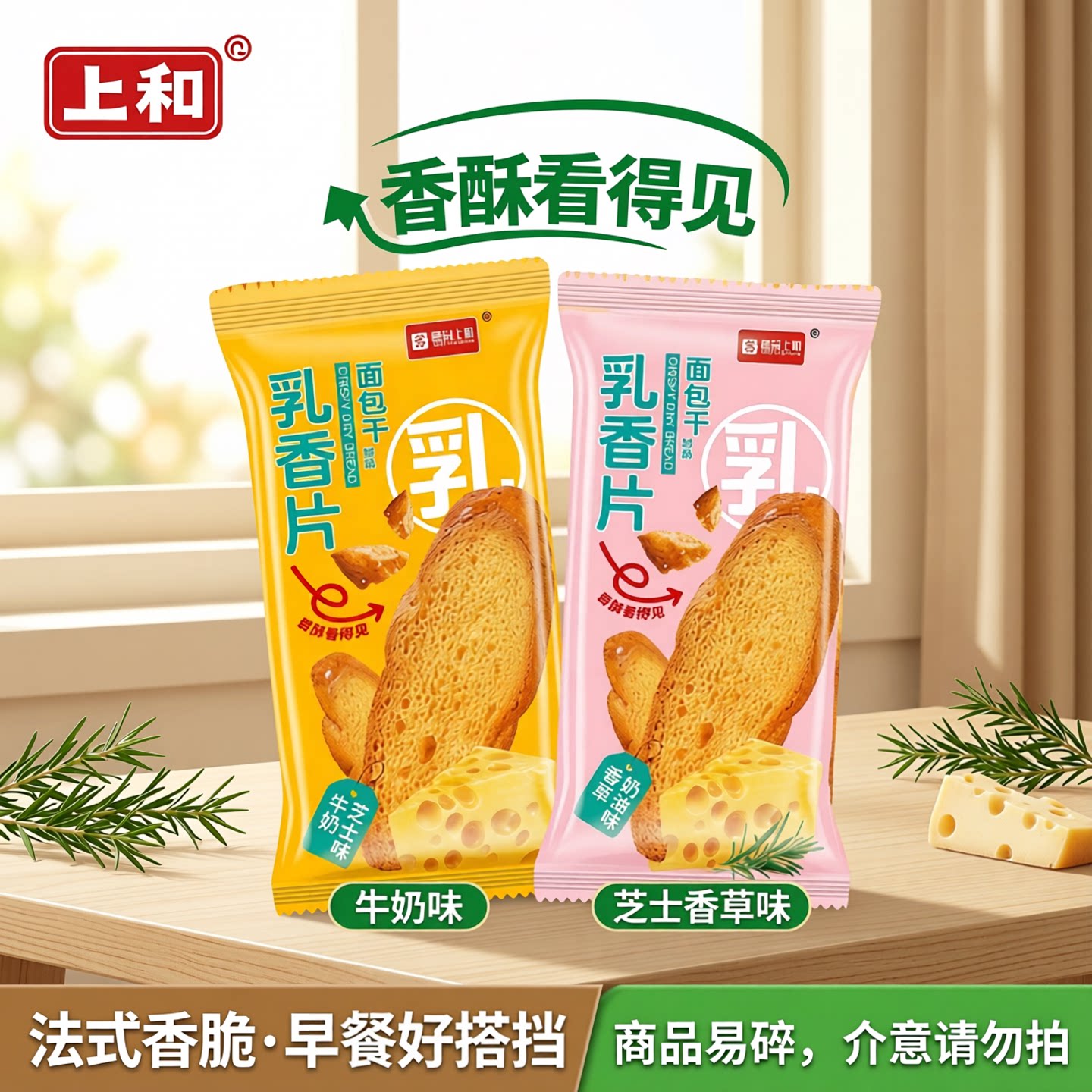 上和乳香片芝士香草味法式面包片香脆烤面包馍干脆吐司早餐小零食