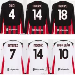 25/26 AC Milan Long-Sleeve Jersey #14 Modrić #10 Leão #4 Ricci Home & Away Football Shirt