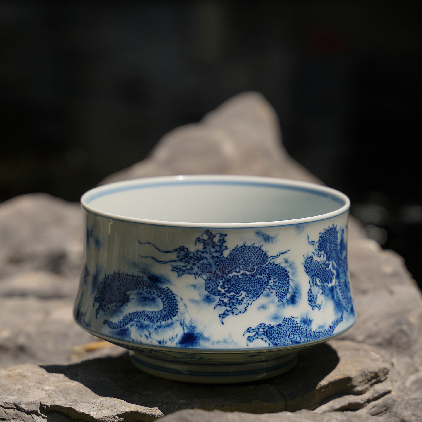 清雨香景德镇手绘青花临陈容五龙束腰水洗臻品 茶具茶器精品送礼