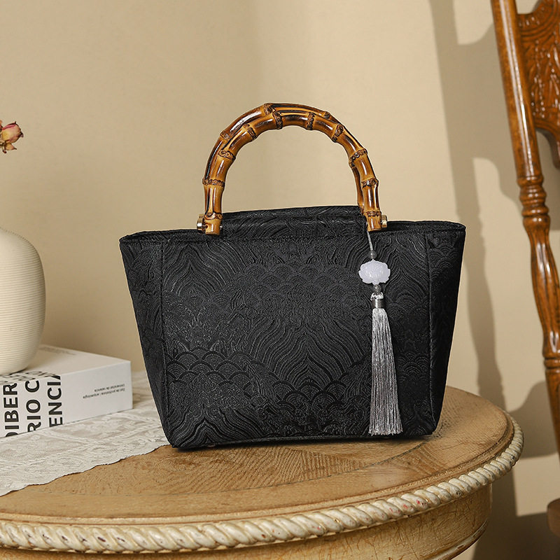 母亲节礼物低调高级感竹柄国风黑色包日常可背旗袍流苏包2025新款,箱包皮具/热销女包/男包,通用款女包,淘宝优惠券,粉丝福利购,淘宝优惠卷